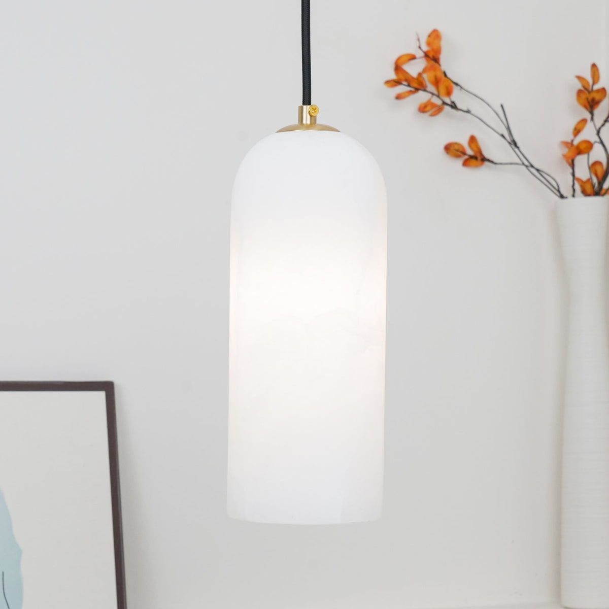 Nivenira cilindrische hanglamp van albast
