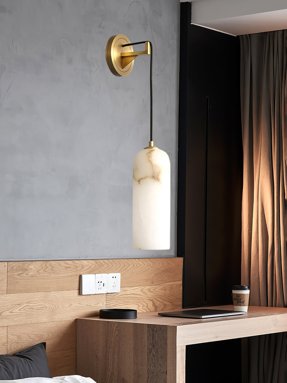 Haelion wandlamp met albasten lampenkap