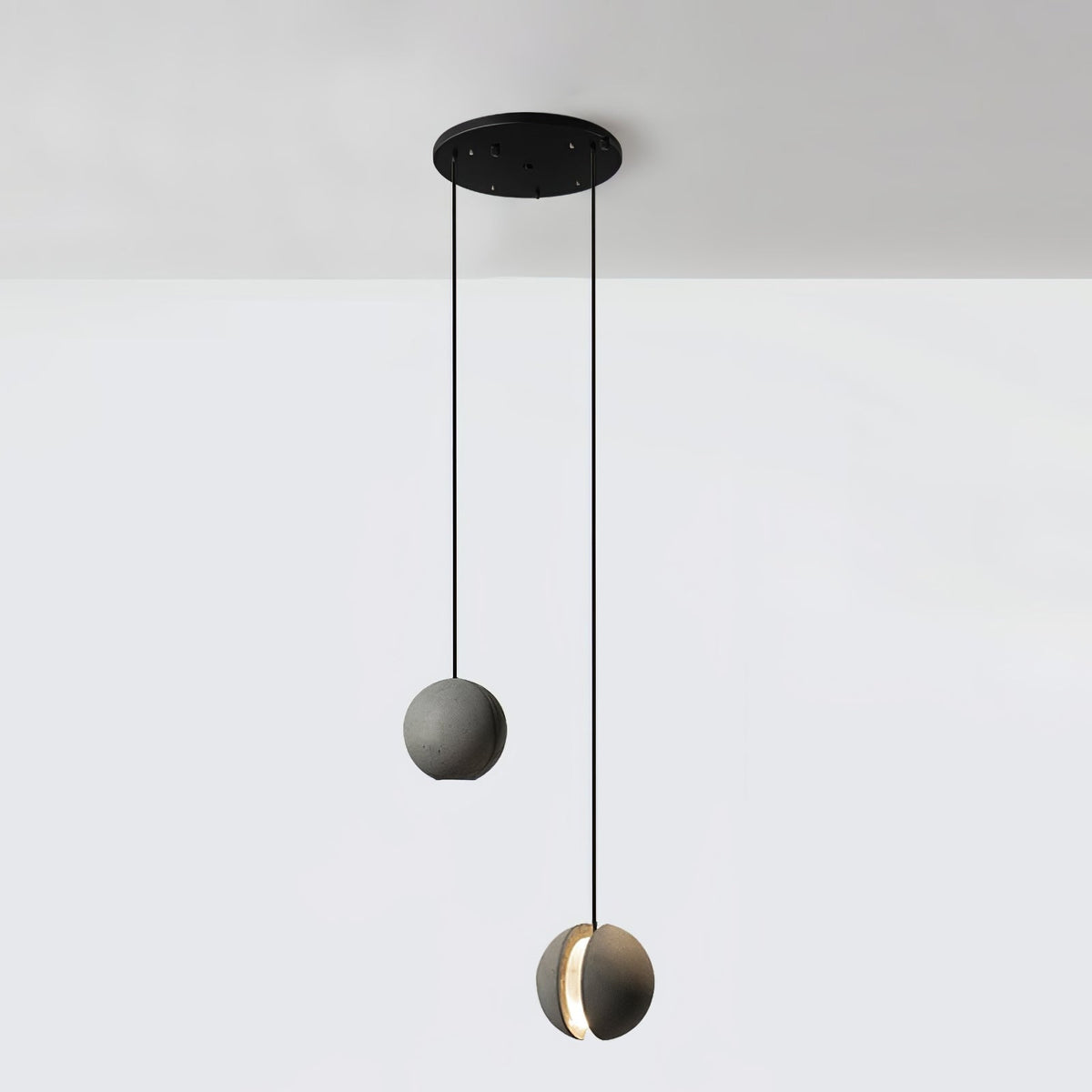 Umi hanglamp van beton met bolvormige maan Minimalistisch