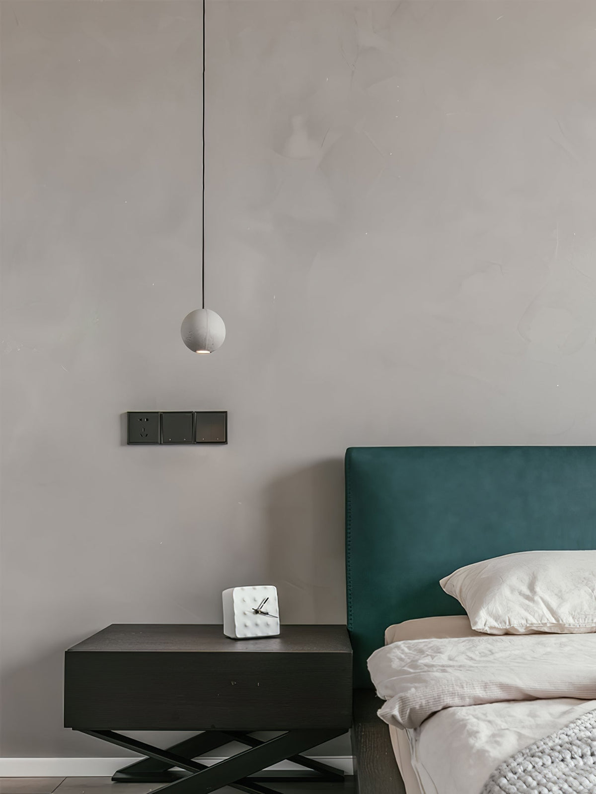 Umi hanglamp van beton met bolvormige maan Minimalistisch