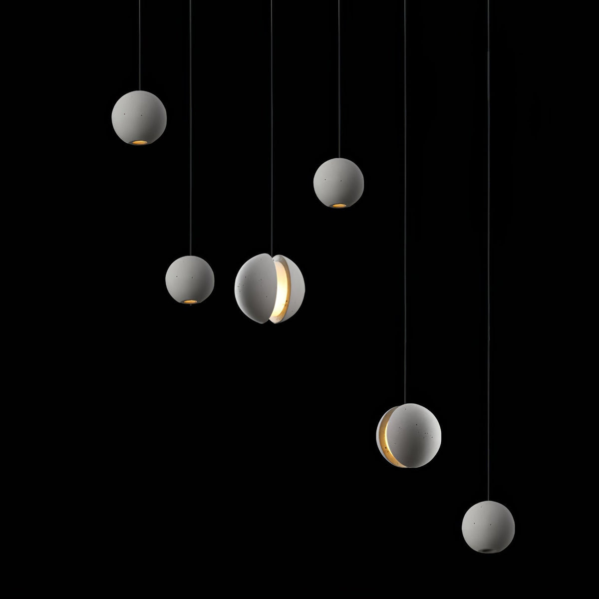 Umi hanglamp van beton met bolvormige maan Minimalistisch