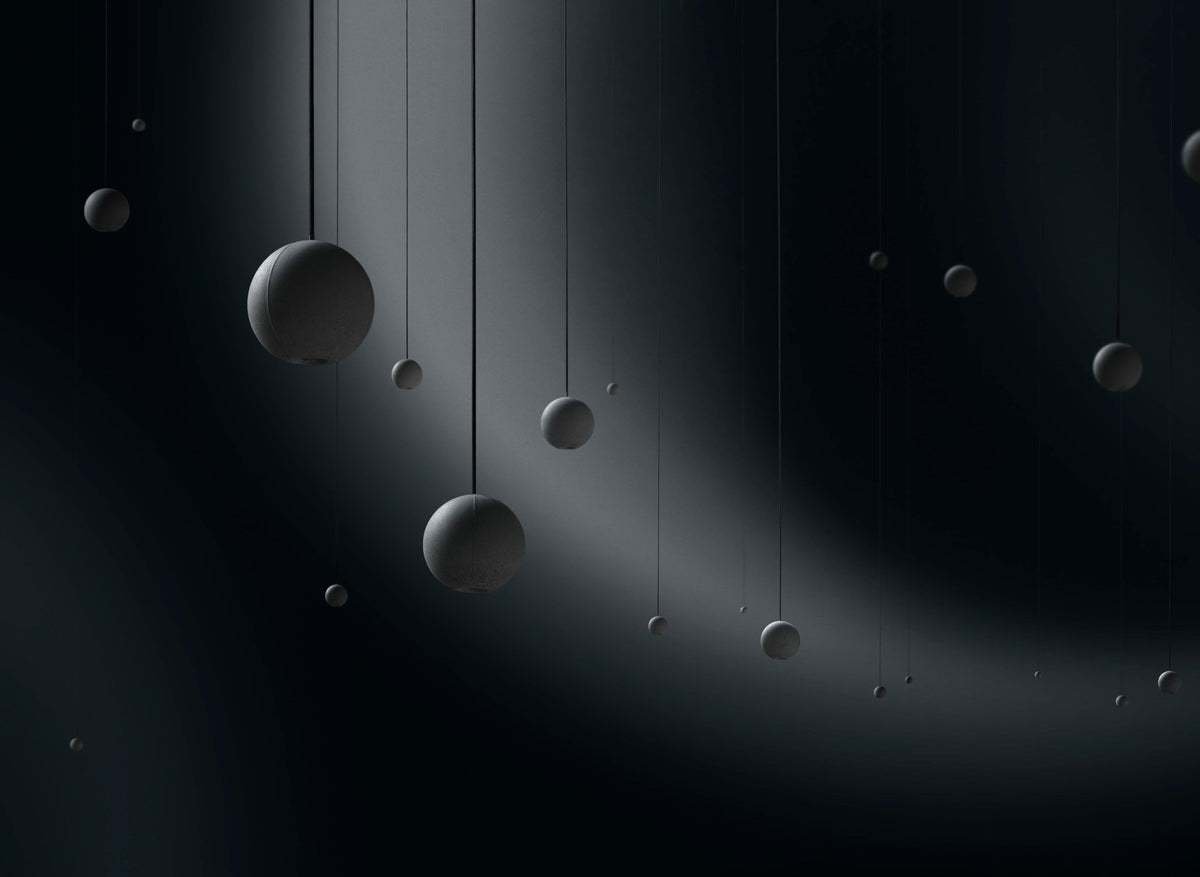 Umi hanglamp van beton met bolvormige maan Minimalistisch