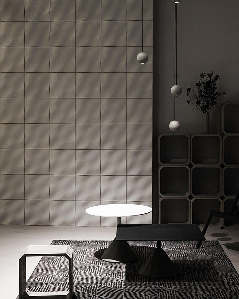 Umi hanglamp van beton met bolvormige maan Minimalistisch