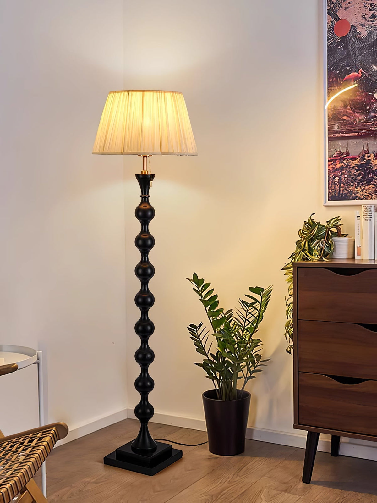 Celon Houten Stoffen Vintage vloerlamp
