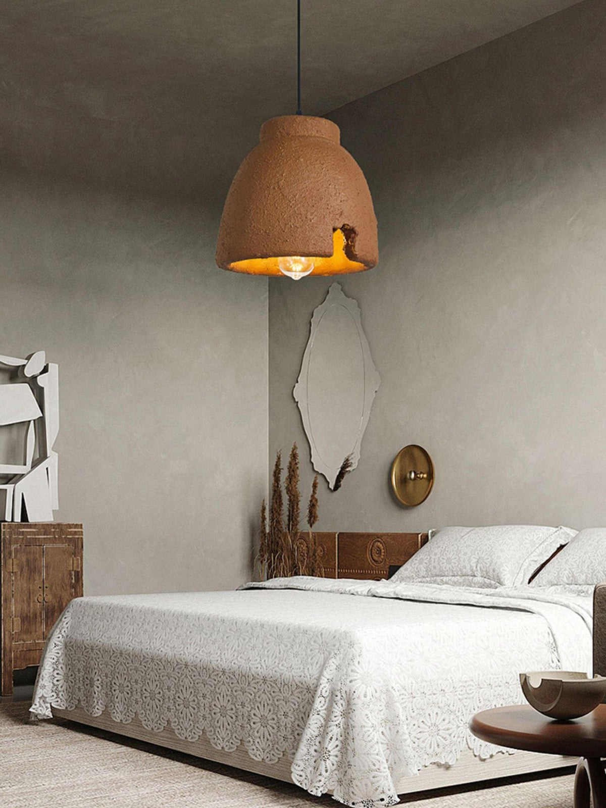Osileth Wabi-Sabi hanglamp van hars van bruin polystyreen