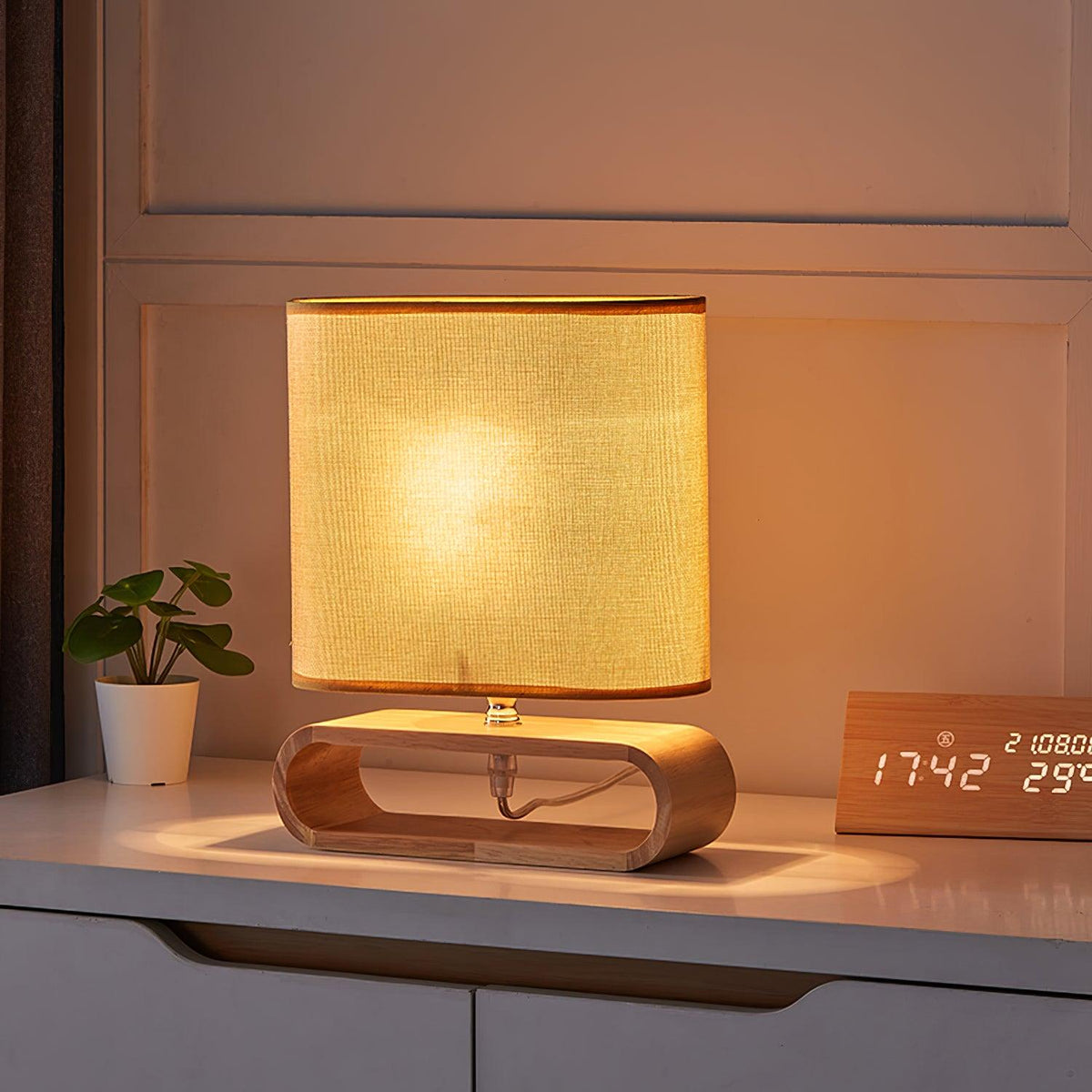 Loop Rustieke houten tafellamp