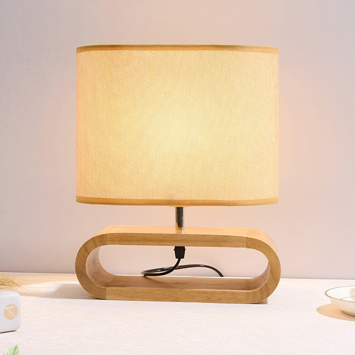 Loop Rustieke houten tafellamp