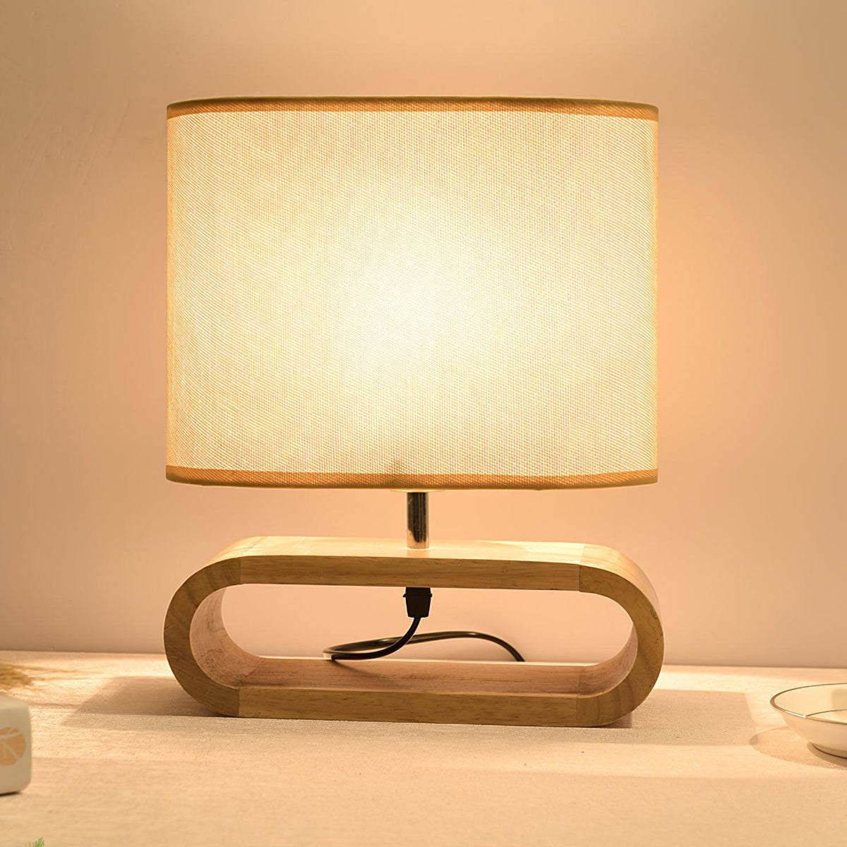 Loop Rustieke houten tafellamp