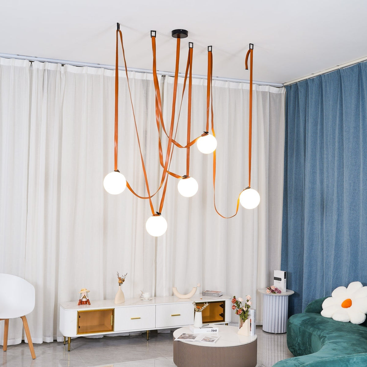 Velinenne hanglamp leerriem glas