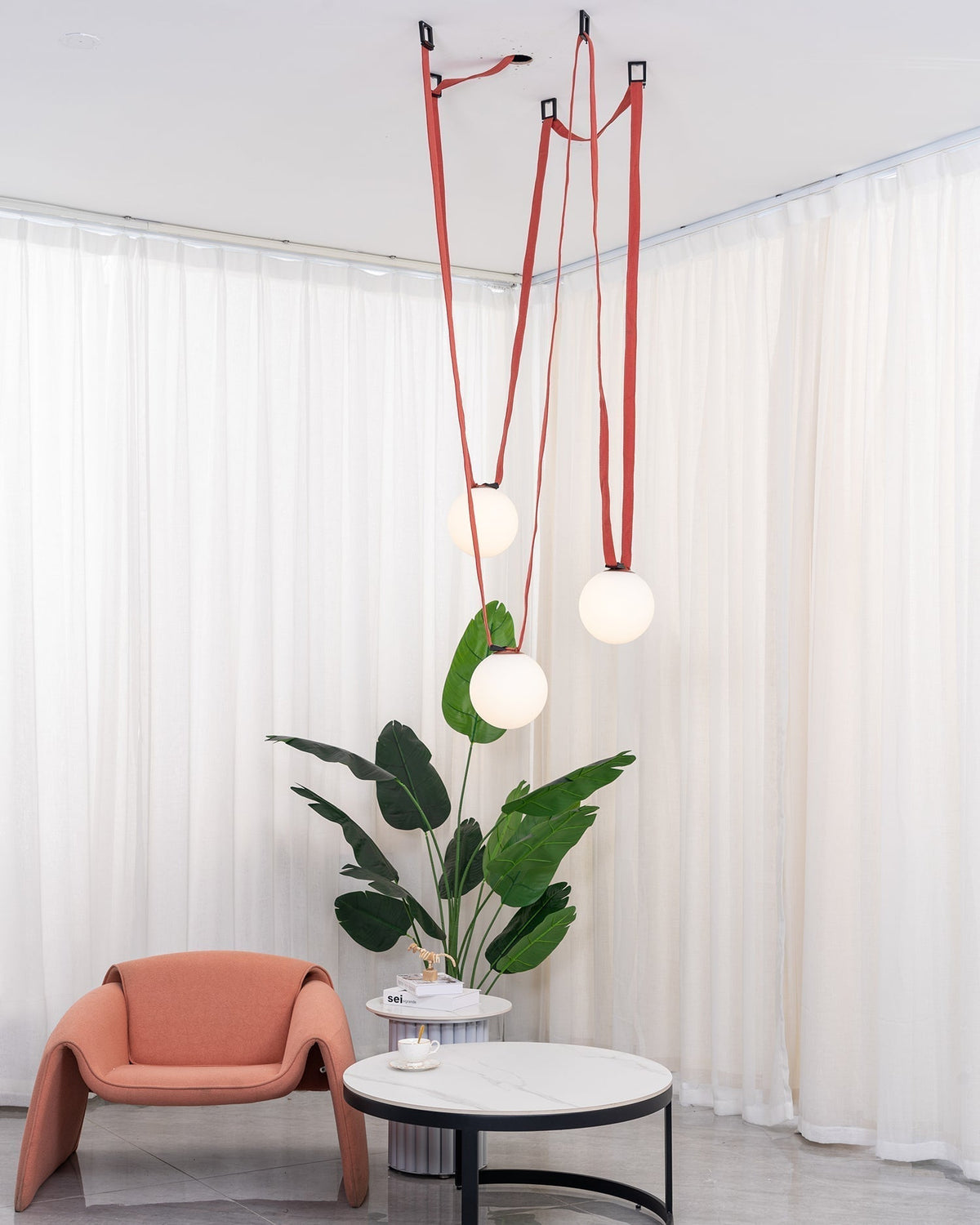 Velinenne hanglamp leerriem glas