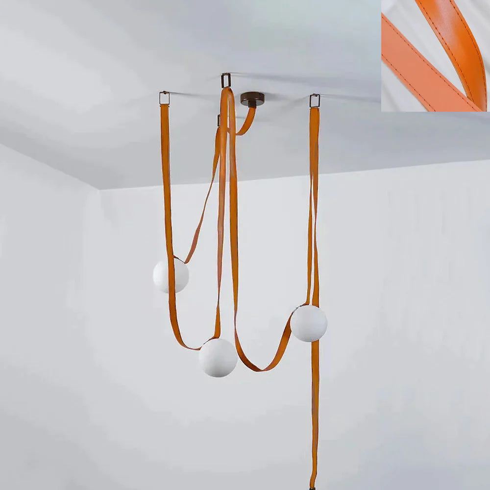 Velinenne hanglamp leerriem glas