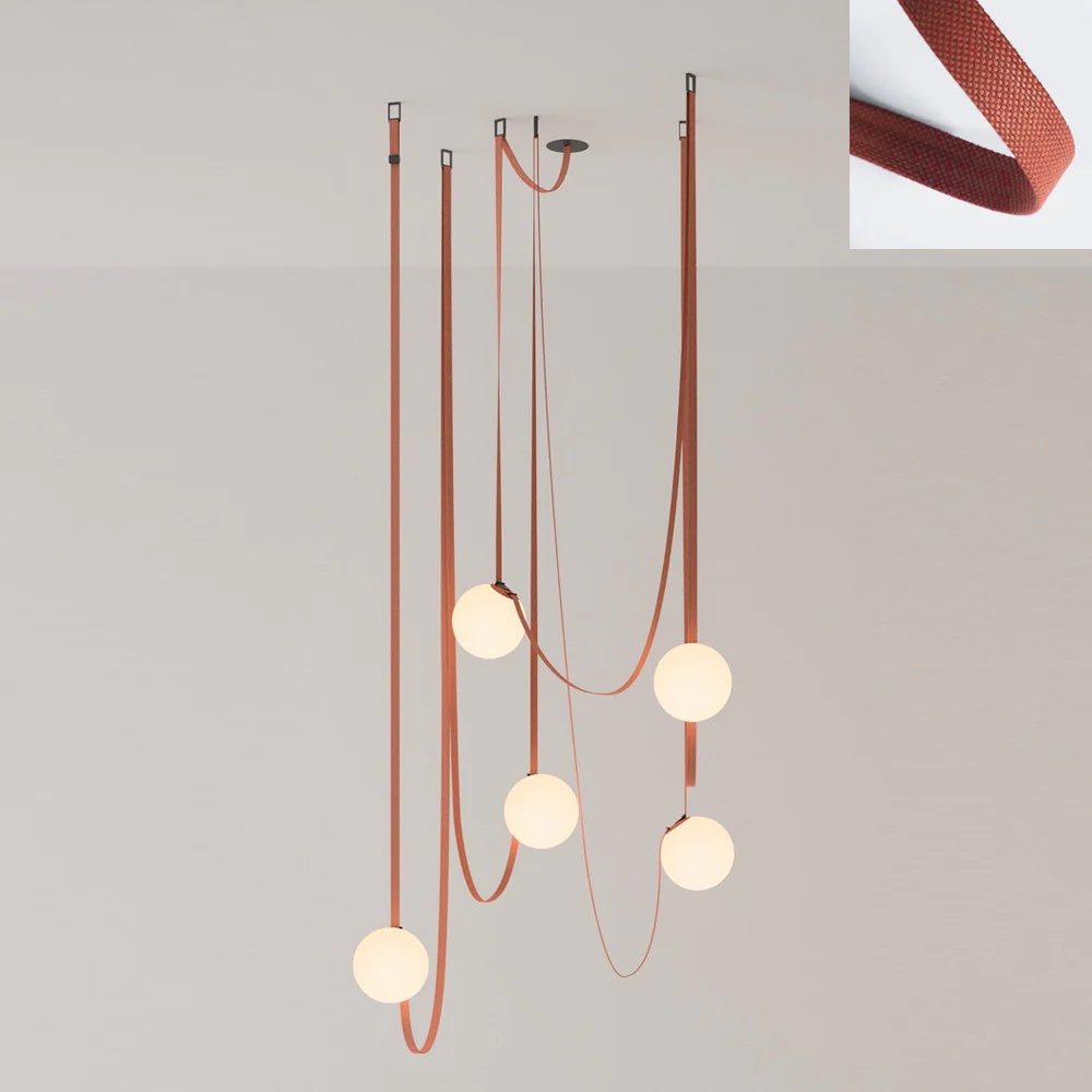 Velinenne hanglamp leerriem glas