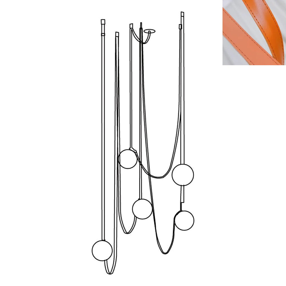 Velinenne hanglamp leerriem glas
