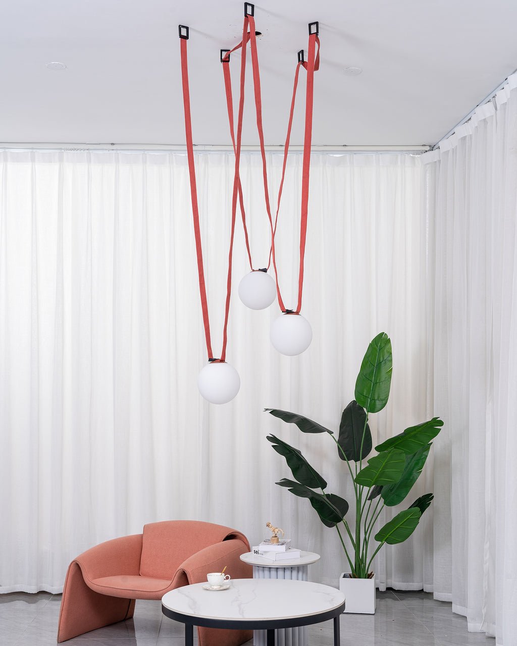 Velinenne hanglamp leerriem glas