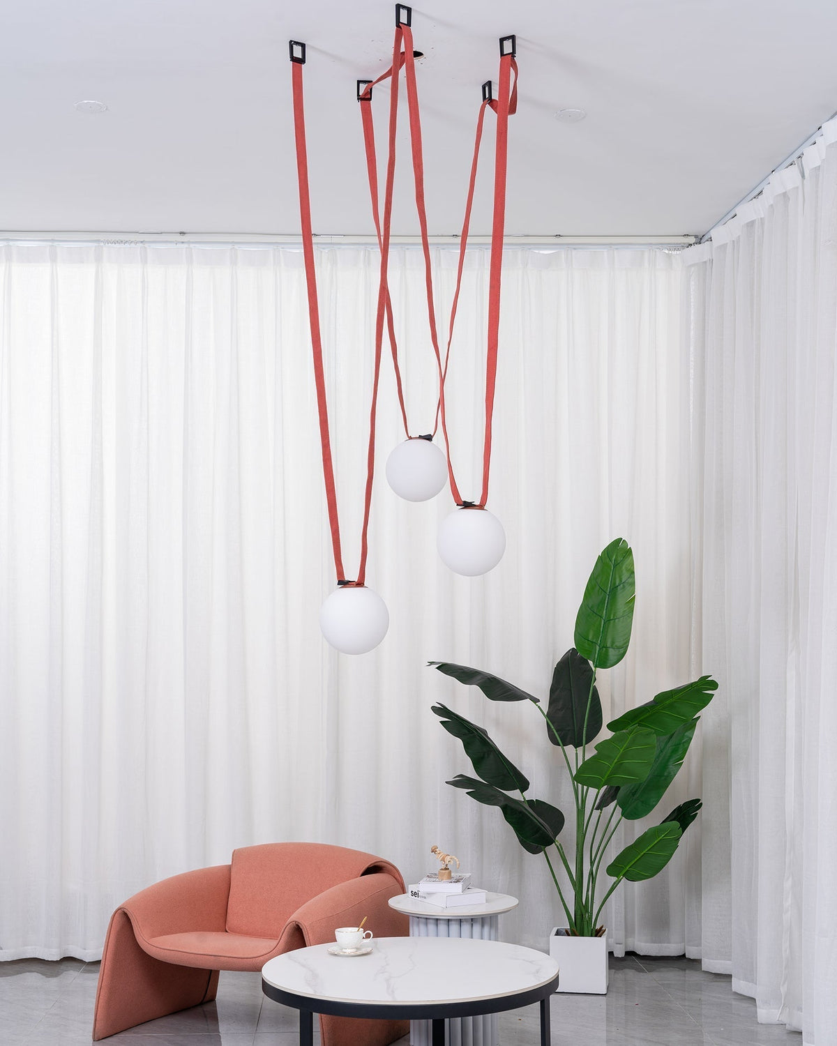 Velinenne hanglamp leerriem glas