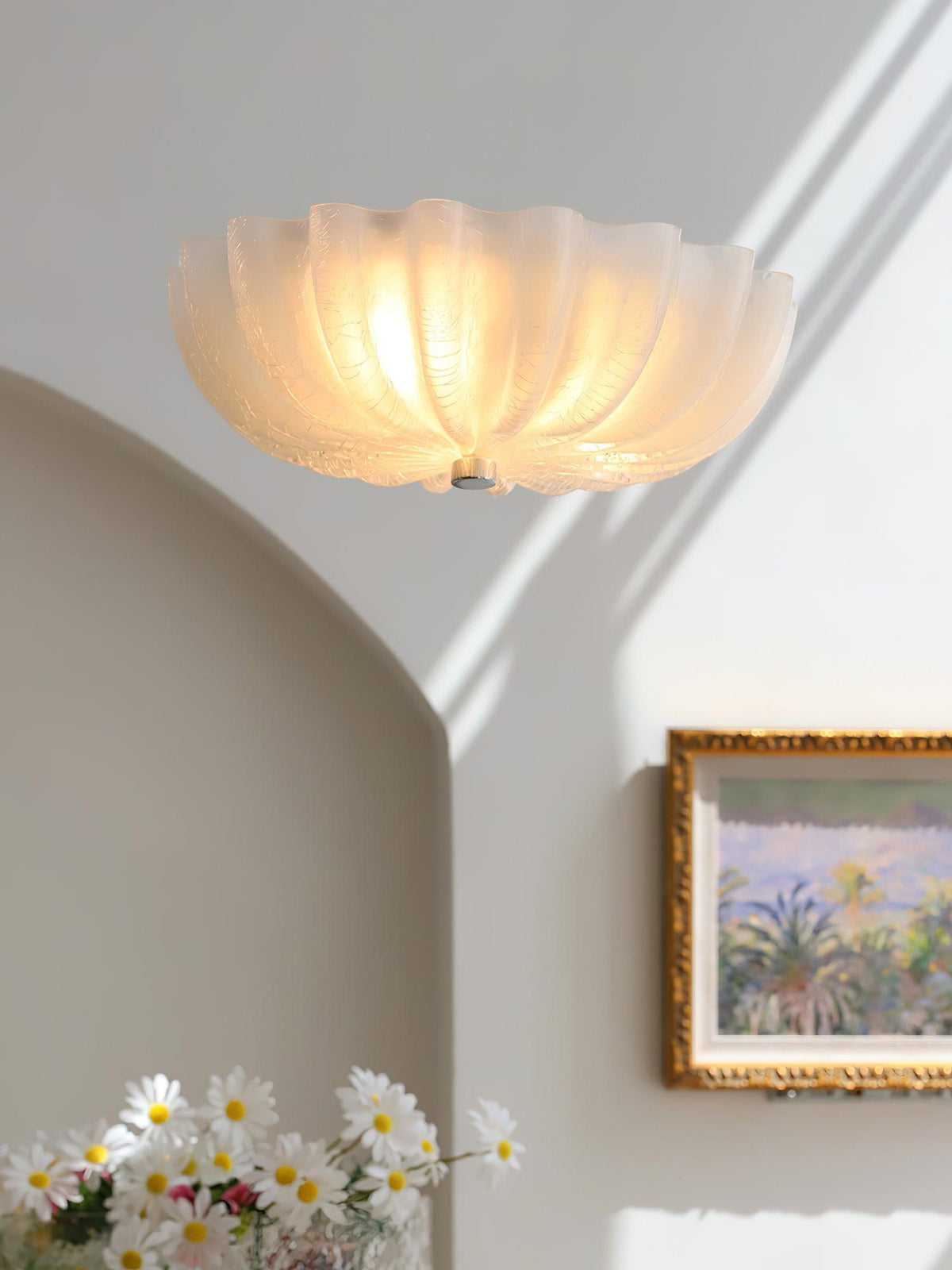 Urelis plafondlamp Murano-glas geblazen schelpvorm