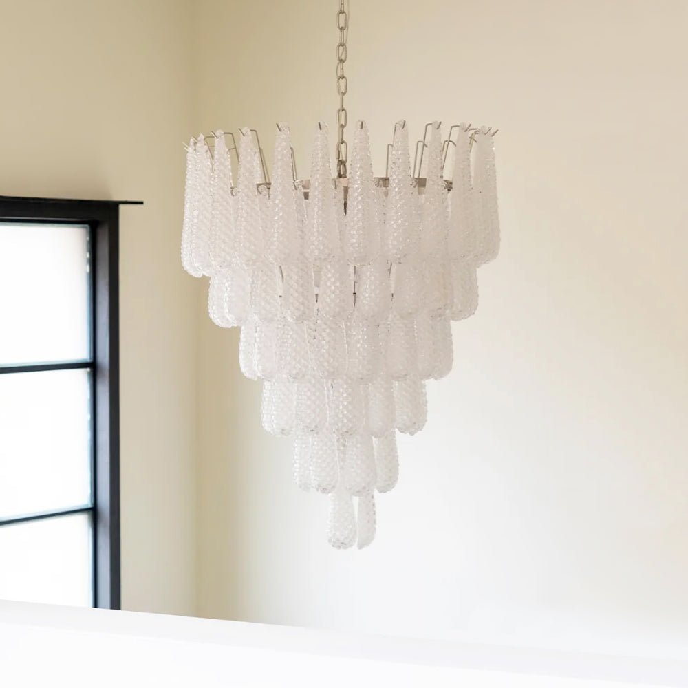 Velerian kroonluchter met textuur in Murano-glas