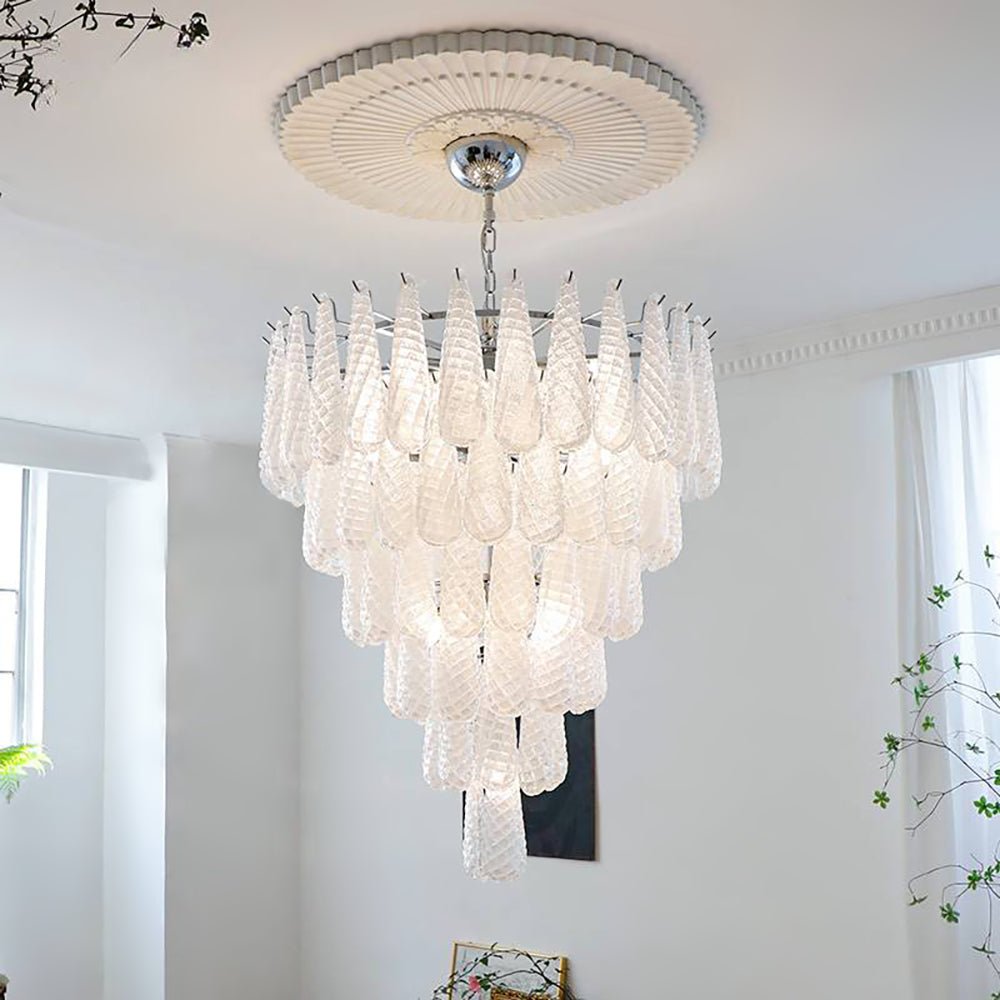 Velerian kroonluchter met textuur in Murano-glas