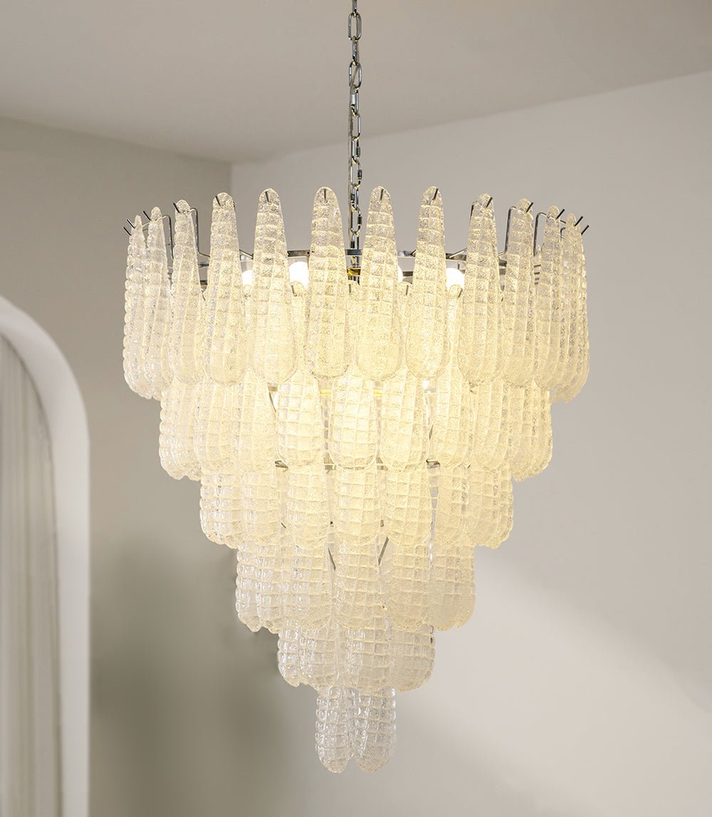 Velerian kroonluchter met textuur in Murano-glas