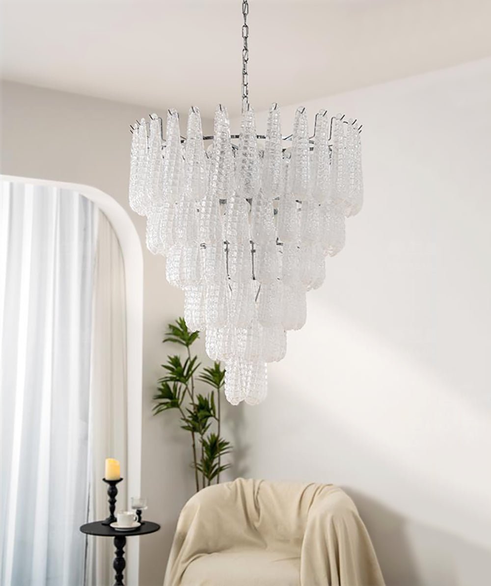 Velerian kroonluchter met textuur in Murano-glas
