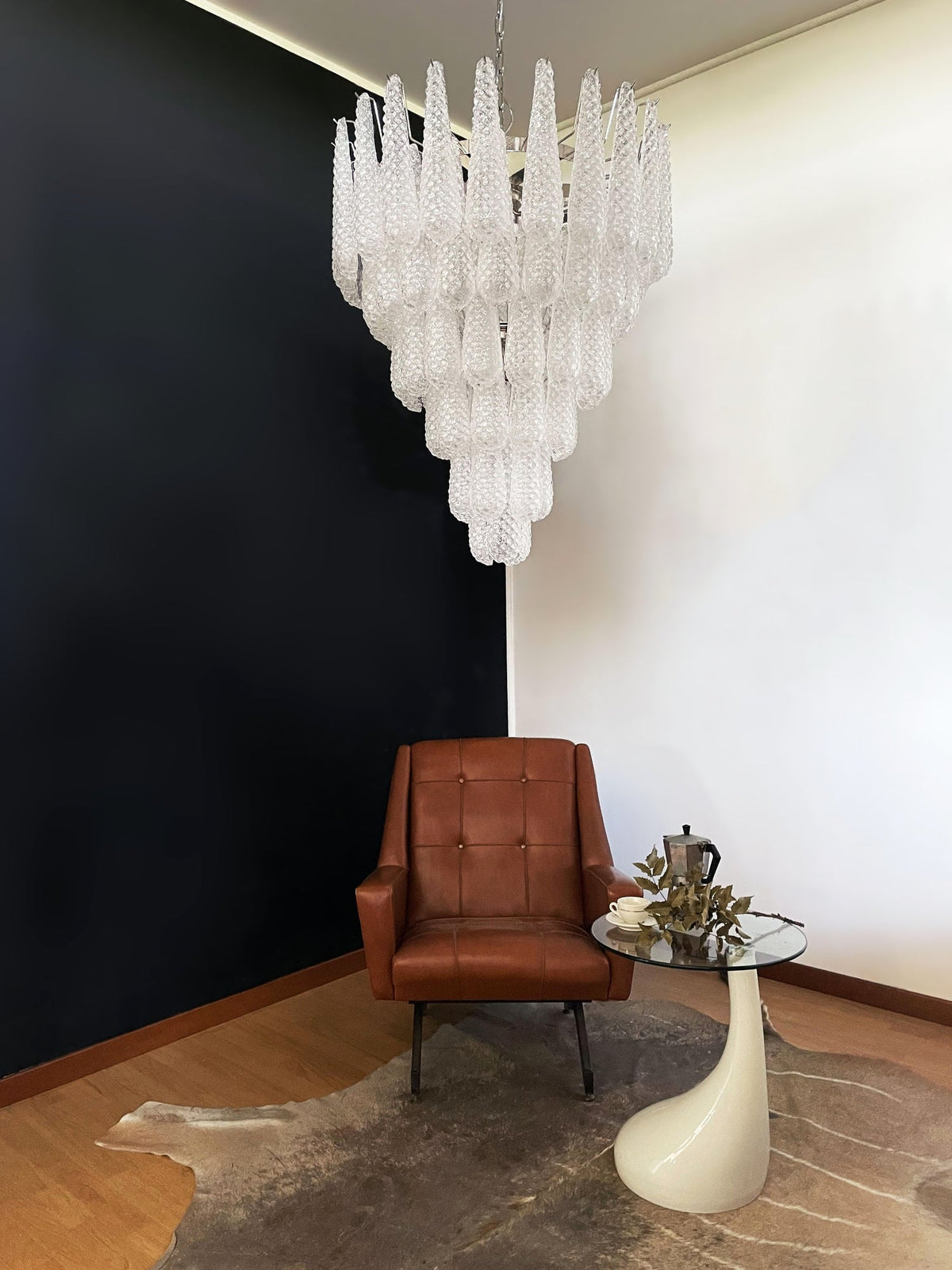 Velerian kroonluchter met textuur in Murano-glas