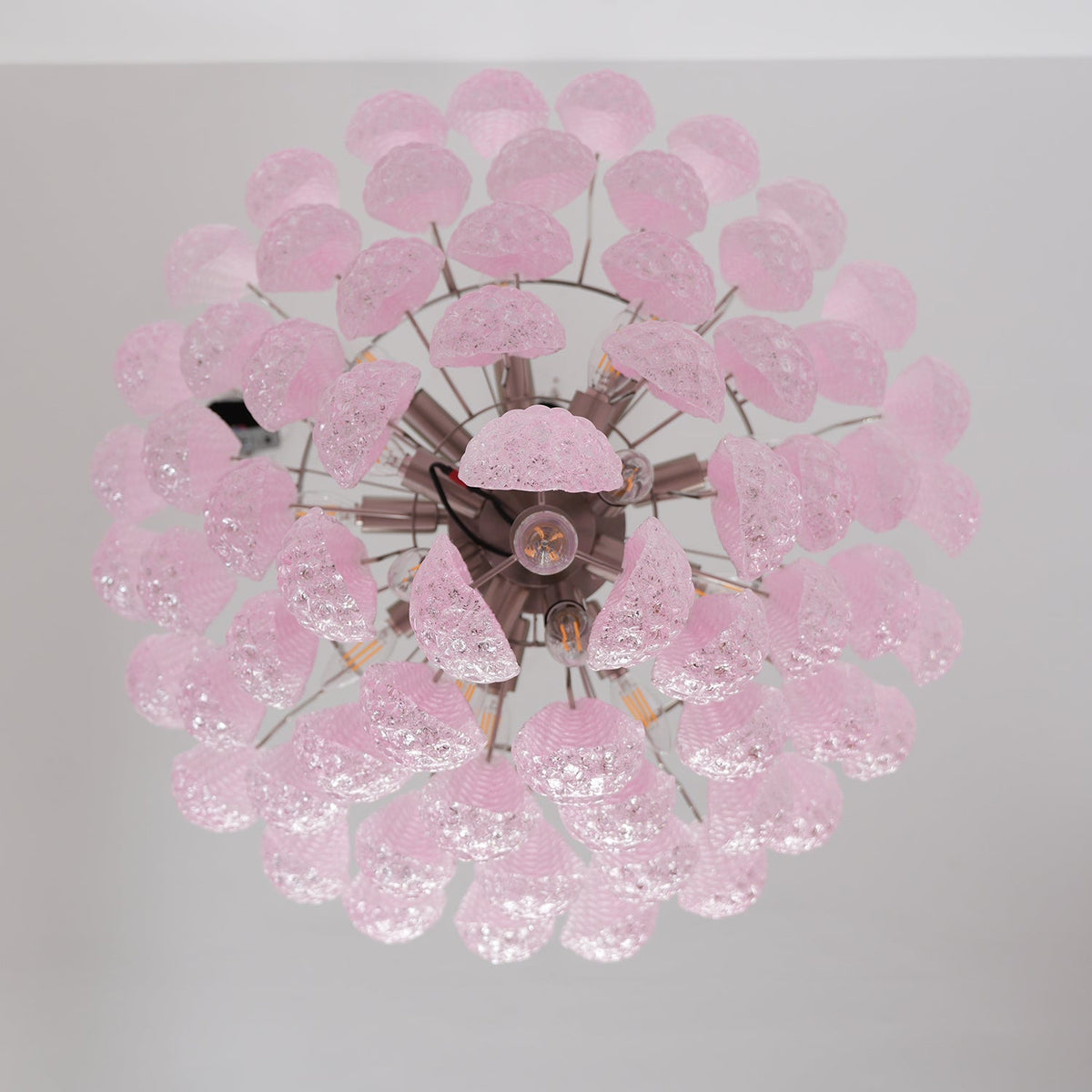 Veliena Kroonluchter Roze Murano-glasdruppels Diamantpatroon Waterval