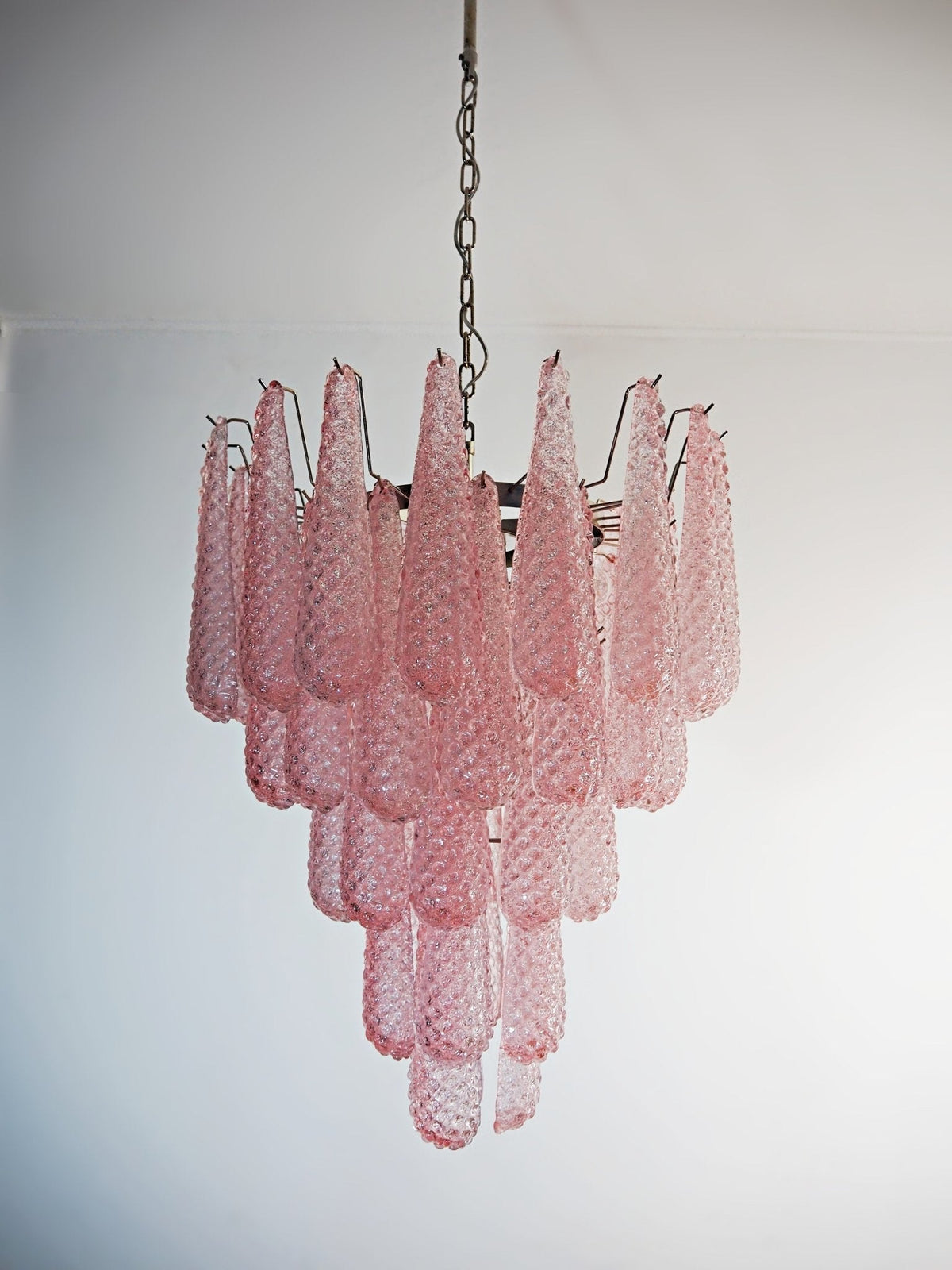Veliena Kroonluchter Roze Murano-glasdruppels Diamantpatroon Waterval