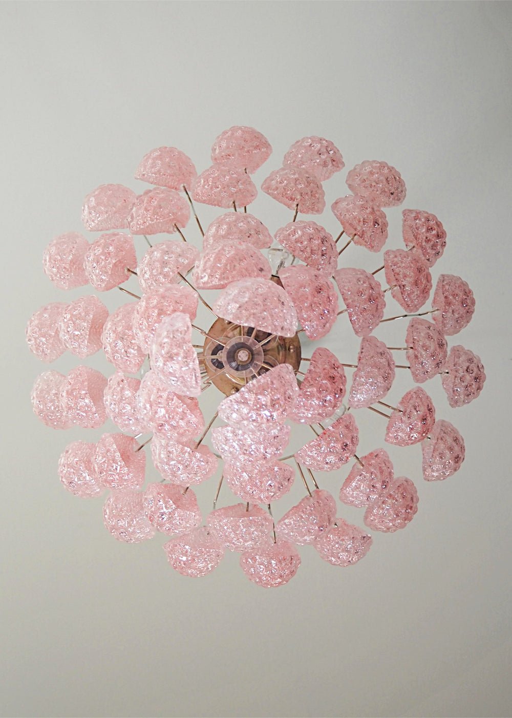 Veliena Kroonluchter Roze Murano-glasdruppels Diamantpatroon Waterval