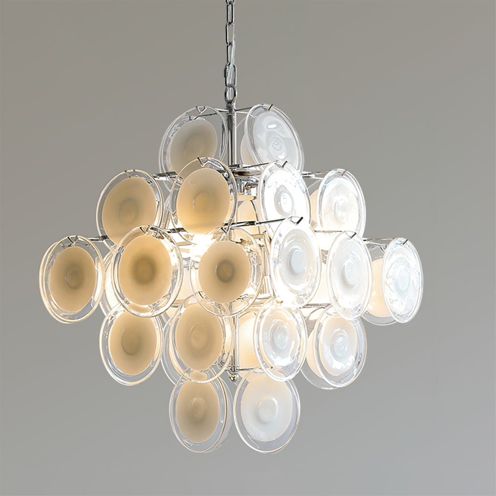 Eireira Kroonluchter Witte Murano-glasplaten Cluster