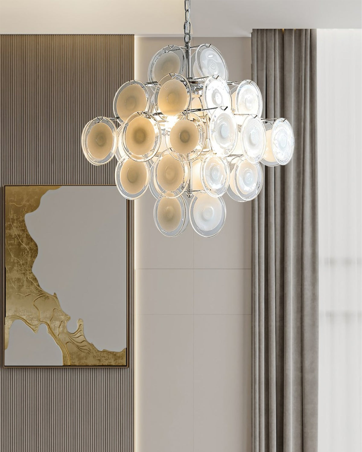 Eireira Kroonluchter Witte Murano-glasplaten Cluster