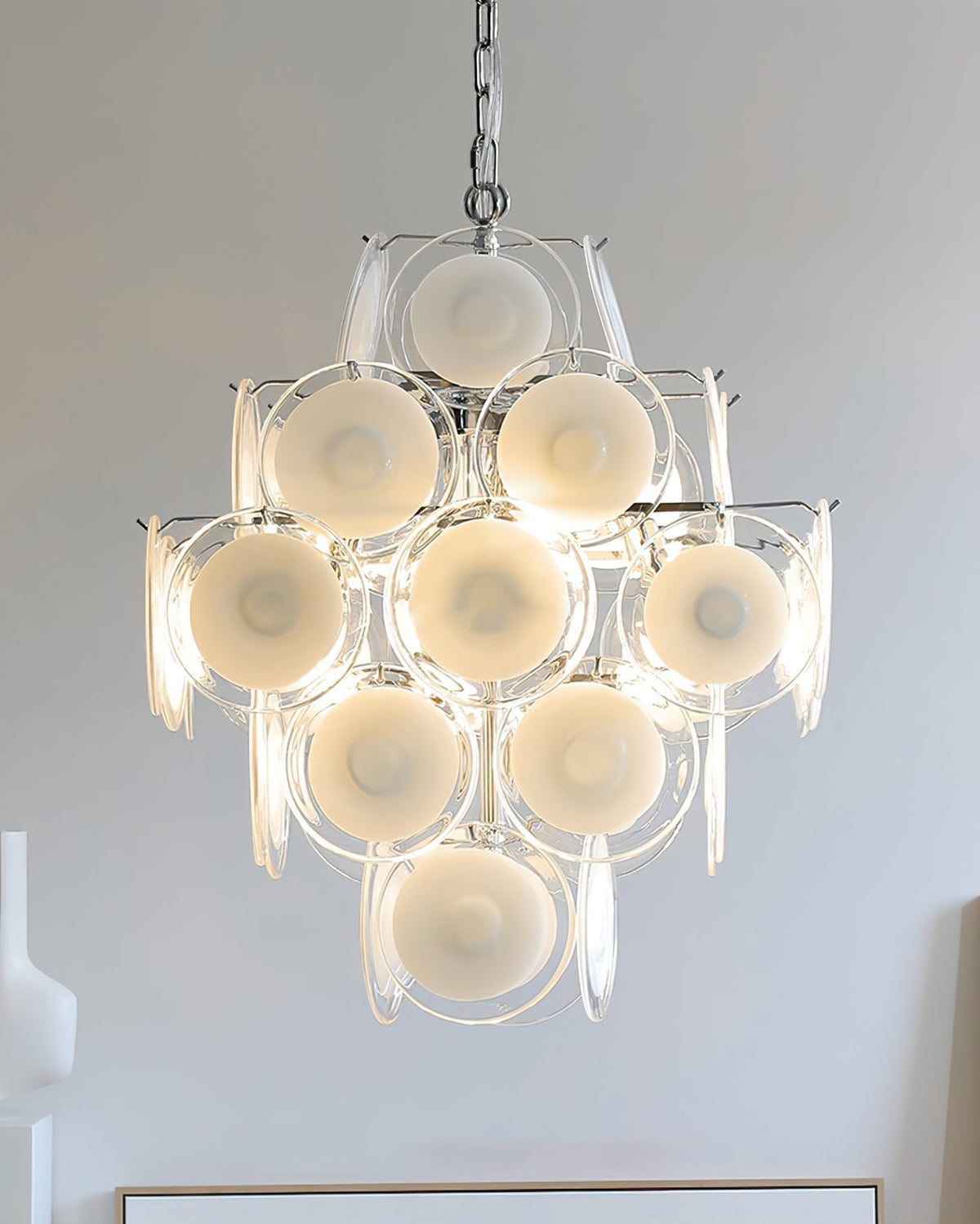 Eireira Kroonluchter Witte Murano-glasplaten Cluster