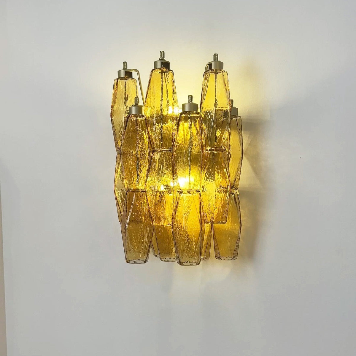 Liorenette wandlamp Amber Ruitvormig glas Geometrisch Murano Warmte