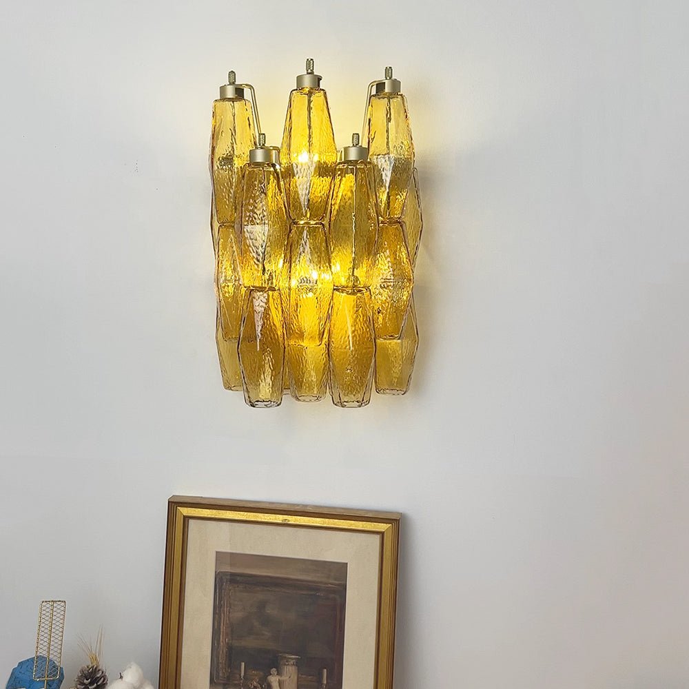 Liorenette wandlamp Amber Ruitvormig glas Geometrisch Murano Warmte