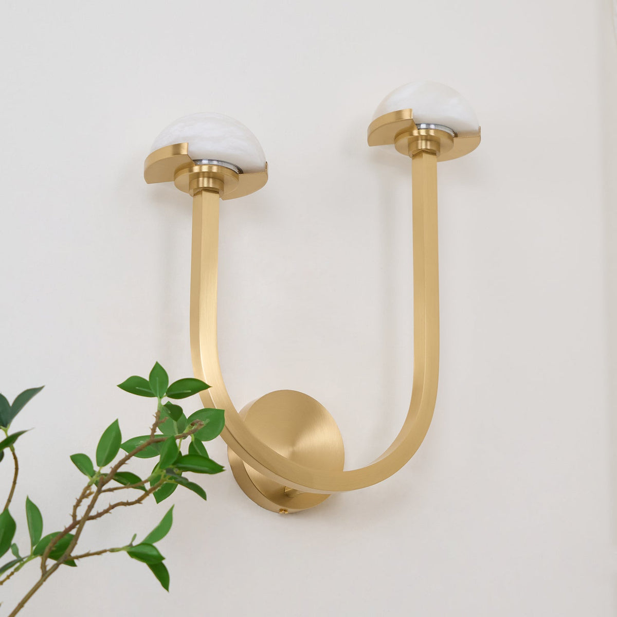 Vitalira dubbele albasten wandlamp met goudkleurige afwerking