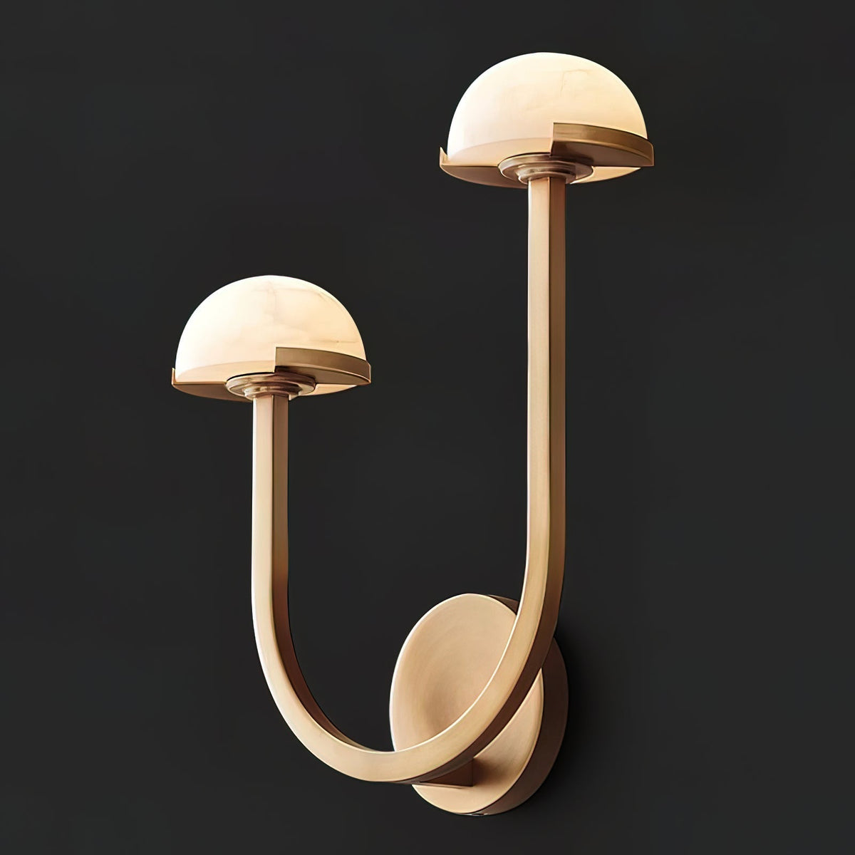 Vitalira dubbele albasten wandlamp met goudkleurige afwerking