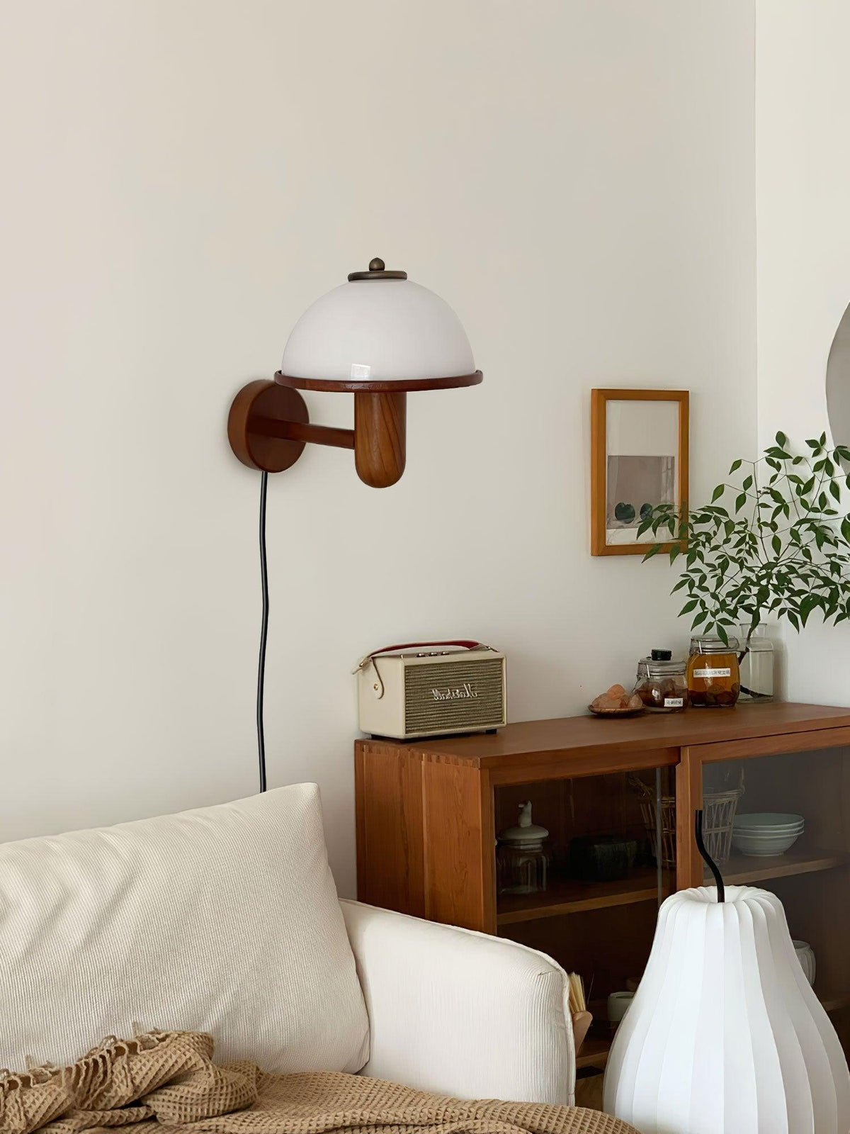 Elvarira wandlamp Mushroom hout