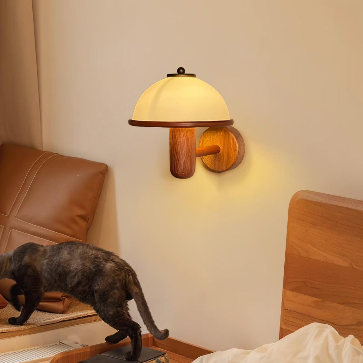 Rinerise Wandlamp Paddenstoelvorm Hout Eikenhout