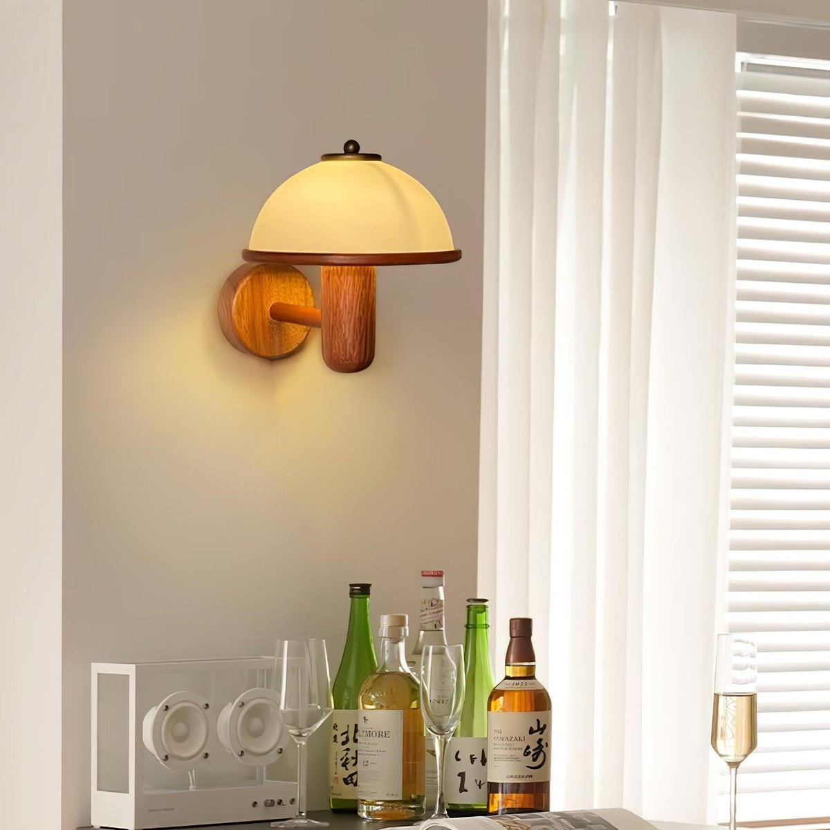 Rinerise Wandlamp Paddenstoelvorm Hout Eikenhout
