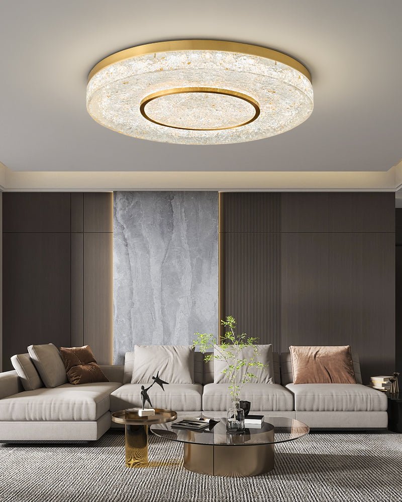 Auraora plafondlamp met mysterieuze cirkel van messing en hars