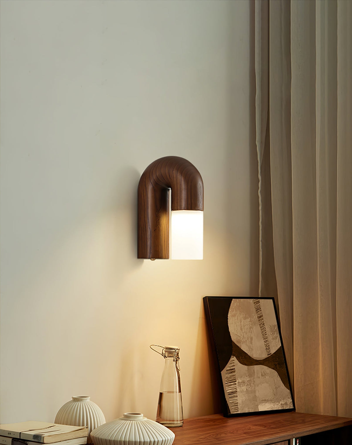 King Moderne minimalistische wandlamp van hout