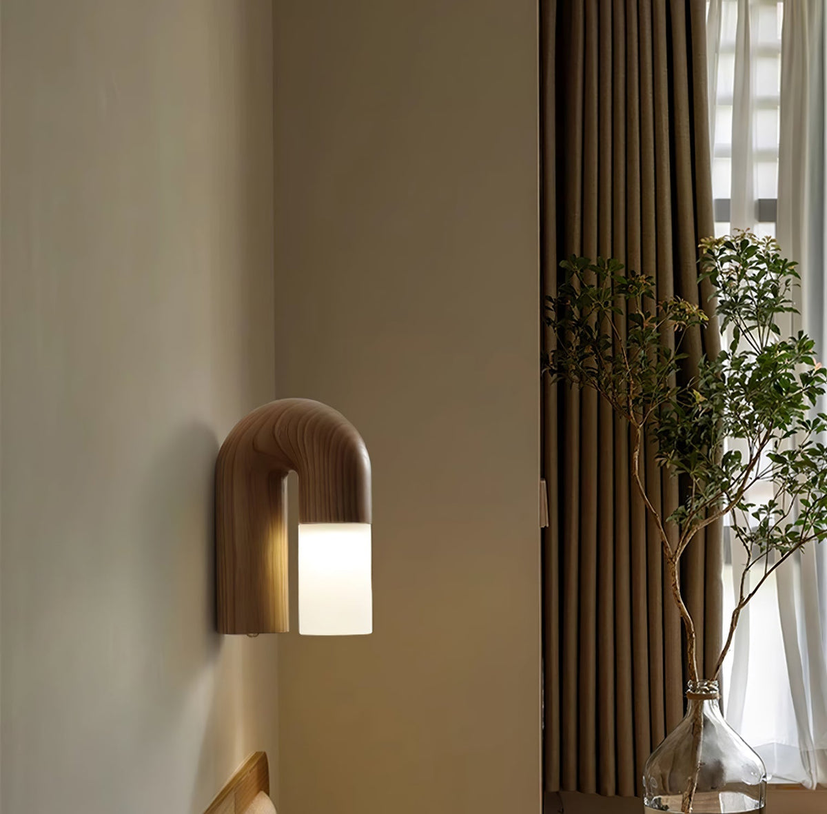 King Moderne minimalistische wandlamp van hout
