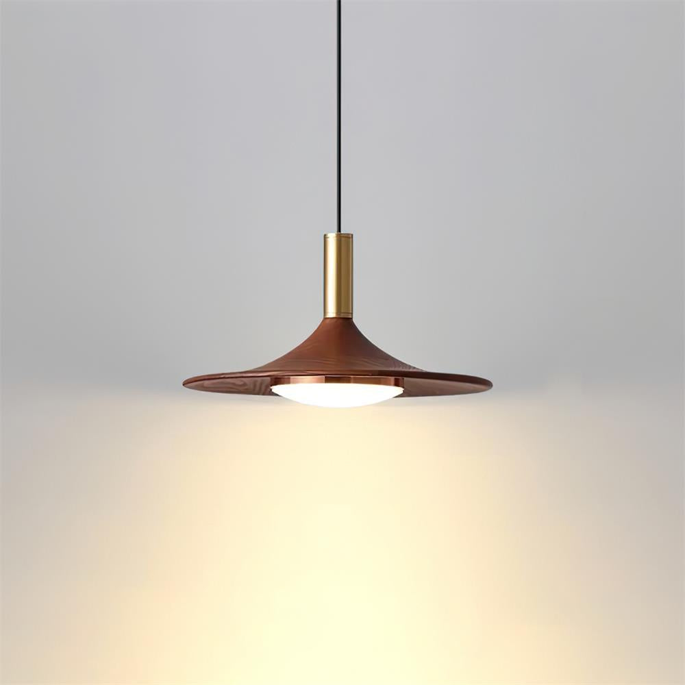 Kaelin hanglamp hoedvorm hout midcentury