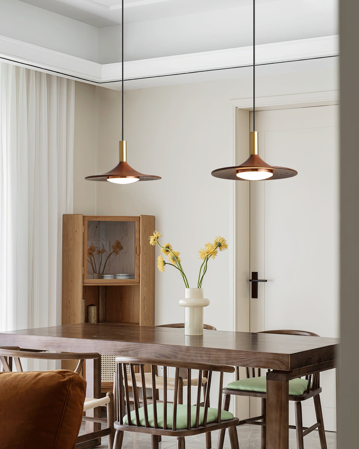 Kaelin hanglamp hoedvorm hout midcentury