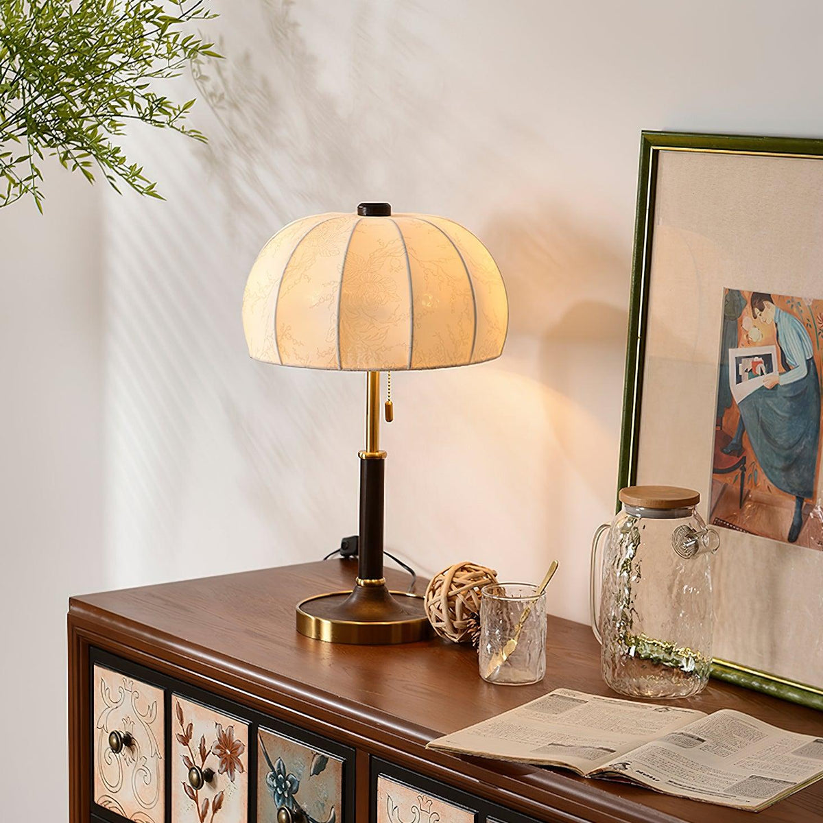 Nalemu Houten Stoffen Retro tafellamp