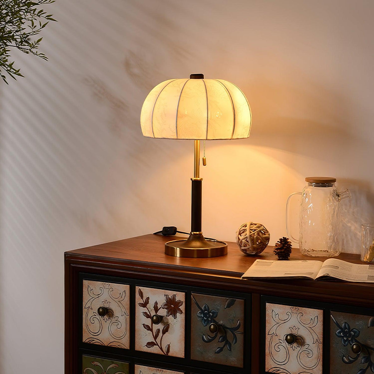 Nalemu Houten Stoffen Retro tafellamp