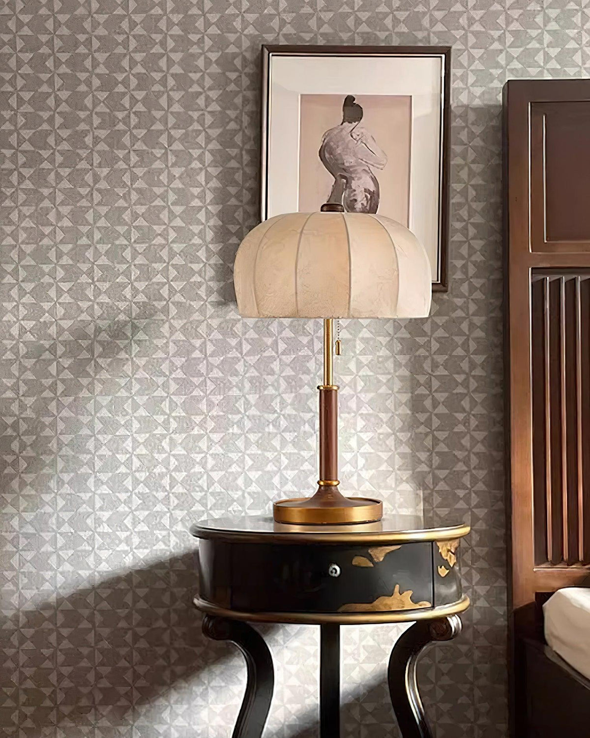 Nalemu Houten Stoffen Retro tafellamp