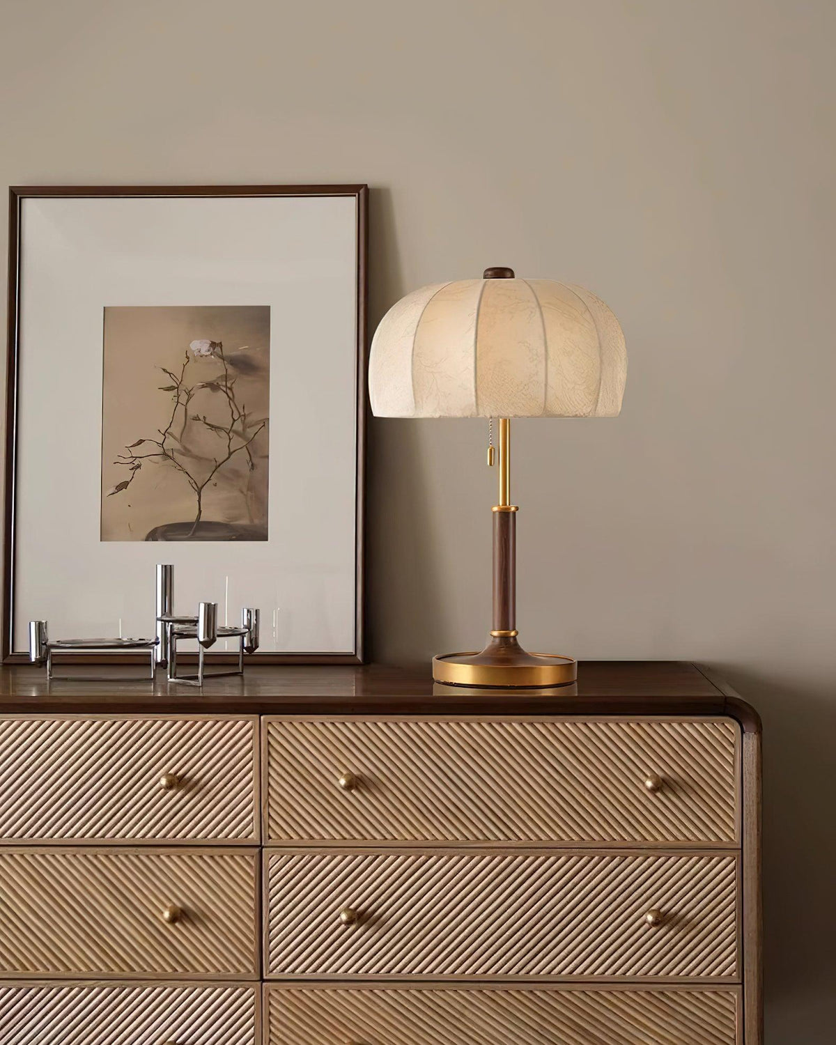 Nalemu Houten Stoffen Retro tafellamp