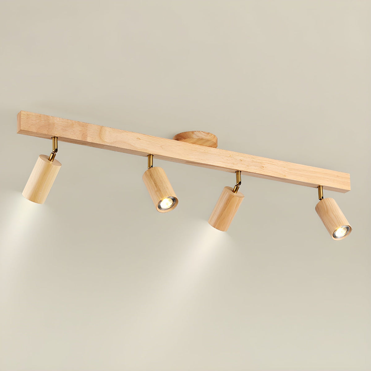 Rinaniella plafondlamp natuurlijke houten balk met spotverlichting