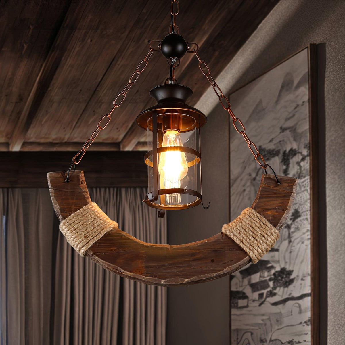 Aurzorir Vintage houten kroonluchter