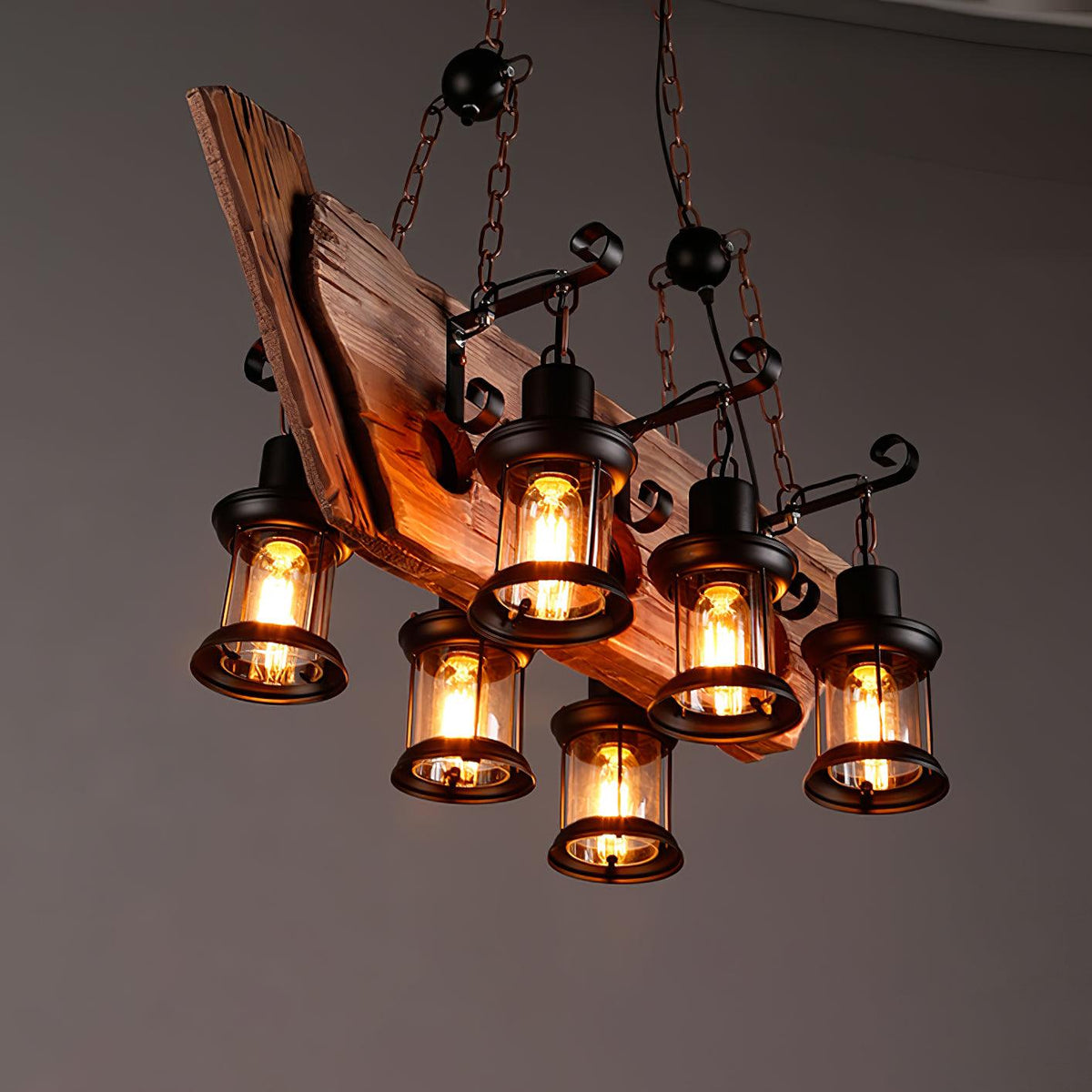 Aurzorir Vintage houten kroonluchter
